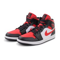 Nike Air Jordan 1 Mid Fire Red Bred Toe
